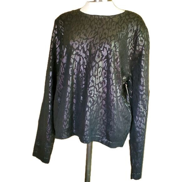 J-Lo Leopard Print Black Top Size XL NWT - Picture 1 of 8